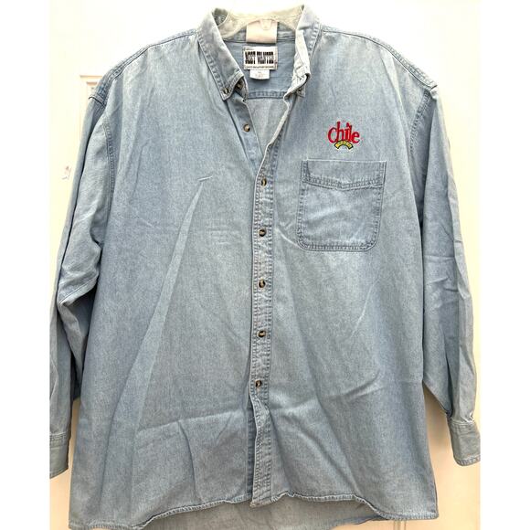 Vintage 2XL Most Wanted Chile Pepper Men’s Denim Shirt Excellent Condition - Picture 1 of 10